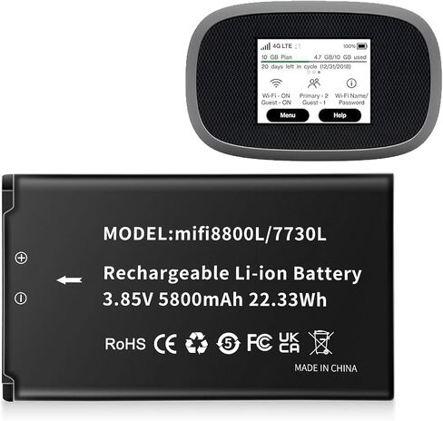 Mifi 8800L Battery, New Upgraded (5800mAh) Replacement Battery for Novatel Verizon Jetpack MiFi 8800L/ 7730L Mobile Hotspot, P/N: 40123117 in Kuwait
