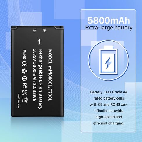 Mifi 8800L Battery, New Upgraded (5800mAh) Replacement Battery for Novatel Verizon Jetpack MiFi 8800L/ 7730L Mobile Hotspot, P/N: 40123117 in Kuwait