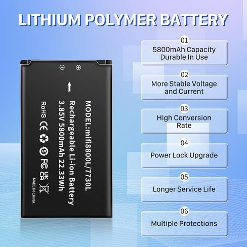 Mifi 8800L Battery, New Upgraded (5800mAh) Replacement Battery for Novatel Verizon Jetpack MiFi 8800L/ 7730L Mobile Hotspot, P/N: 40123117 in Kuwait