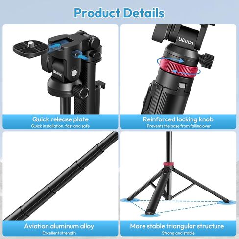 Ulanzi MT-78 Extendable Phone Tripod, 72.83" Selfie Stick Camera Stand in Kuwait