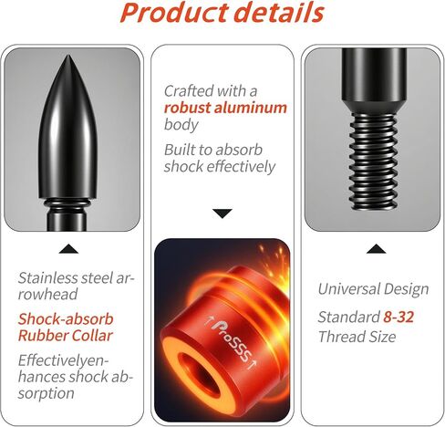 Crossbow Bolt Decocking Head Set – 2 Pack Decocking Tips with 4 Steel Replacement Tips, High-Visibility Orange, 8-32 Thread Compatible with Most Crossbow Bolts, Recurve and Compound Bows in Kuwait