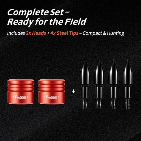 Crossbow Bolt Decocking Head Set – 2 Pack Decocking Tips with 4 Steel Replacement Tips, High-Visibility Orange, 8-32 Thread Compatible with Most Crossbow Bolts, Recurve and Compound Bows in Kuwait