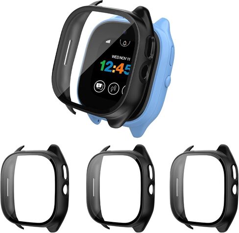 3-Pack Case Compatible for Gizmo Watch 3 Screen Protector, Tempered Glass Bumper Cover, Only Compatible with Verizon Gizmo Watch 3 (Black+Black+Black) in Kuwait