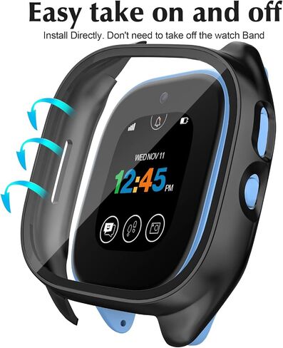 3-Pack Case Compatible for Gizmo Watch 3 Screen Protector, Tempered Glass Bumper Cover, Only Compatible with Verizon Gizmo Watch 3 (Black+Black+Black) in Kuwait