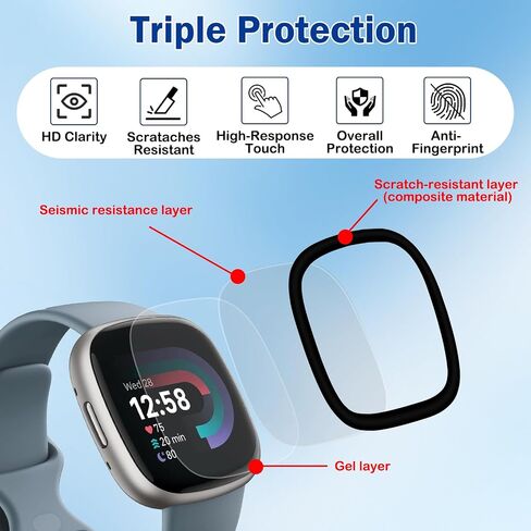 4 Pack for Fitbit Versa 4/Versa 3/Sense 2/Sense Soft Watch Screen Protector in Kuwait