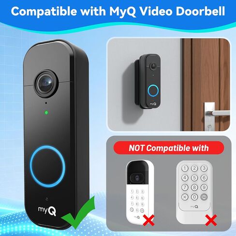 Adjustable Doorbell Mount for myQ Video Doorbell, 40°-140° Left/Right Swivel, Wide Viewing Angle Mounting Bracket for Home/Apartment - Black in Saudi Arabia