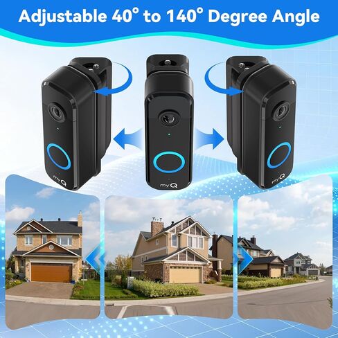 Adjustable Doorbell Mount for myQ Video Doorbell, 40°-140° Left/Right Swivel, Wide Viewing Angle Mounting Bracket for Home/Apartment - Black in Saudi Arabia