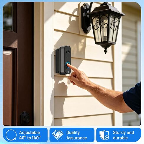 Adjustable Doorbell Mount for myQ Video Doorbell, 40°-140° Left/Right Swivel, Wide Viewing Angle Mounting Bracket for Home/Apartment - Black in Saudi Arabia