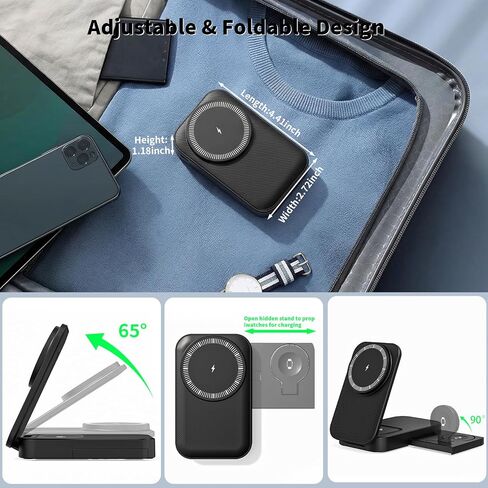 3 in 1 Magnetic Wireless Charger iPhone Charging Station,25W Mag-Safe Charger for iPhone with 35W USBC Fast Charging Block iPhone 6FT USBC-C Woven Cord for iPhone 17/16/15 Pro/Pro Max/14/13/12/AirPods in Kuwait