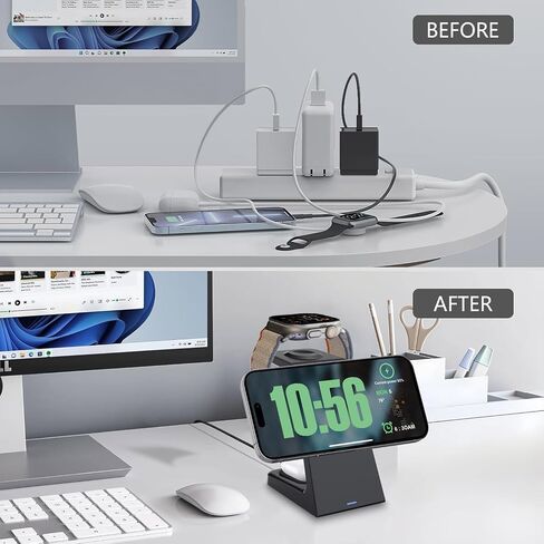 25W Magnetic Wireless Charging Stand for Mag-Safe, 3 in 1 Fast Wireless Charger Station for iPhone 17 Pro Max/17 Air/16 Pro/16 Plus/15/14/13/12 mini,Air Pods,Apple Watch in Kuwait