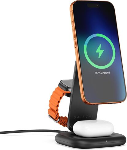 Satechi 3-in-1 Qi2 Foldable Stand, Wireless Charging Station, Space Black in Kuwait