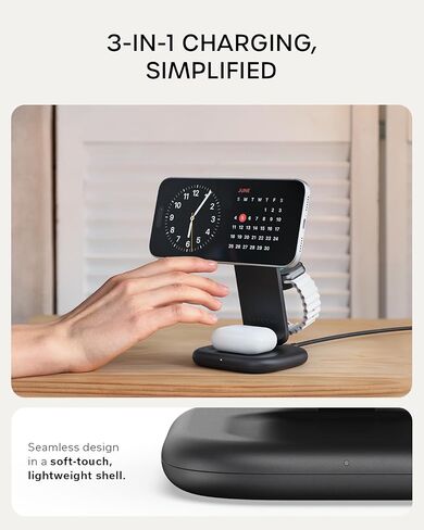 Satechi 3-in-1 Qi2 Foldable Stand, Wireless Charging Station, Space Black in Kuwait