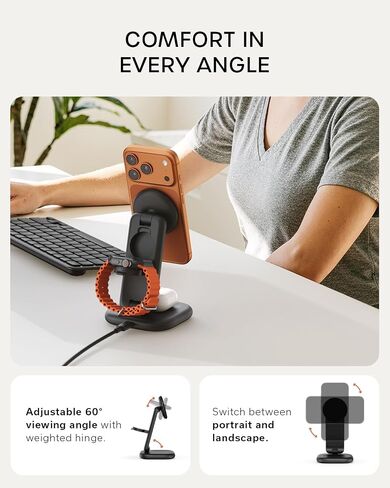 Satechi 3-in-1 Qi2 Foldable Stand, Wireless Charging Station, Space Black in Kuwait