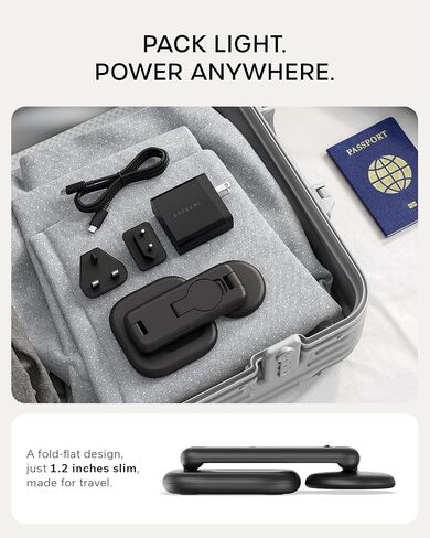 Satechi 3-in-1 Qi2 Foldable Stand, Wireless Charging Station, Space Black in Kuwait