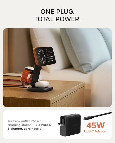Satechi 3-in-1 Qi2 Foldable Stand, Wireless Charging Station, Space Black in Kuwait