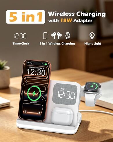 5 in 1 Wireless Charger for iPhone, Samsung, iWatch, AirPods in Kuwait