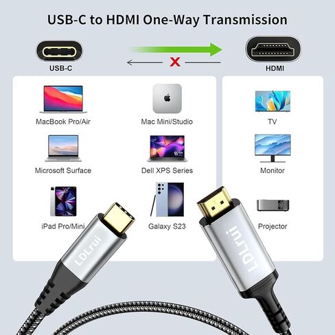 ZeroneTeck USB C to HDMI Cable 4K@60Hz Thunderbolt 3/4 Braided 16.4ft in Kuwait