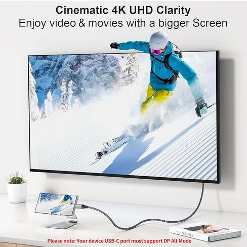 ZeroneTeck USB C to HDMI Cable 4K@60Hz Thunderbolt 3/4 Braided 16.4ft in Kuwait