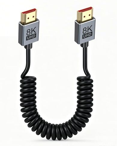 8K Short Coiled HDMI Cable 1-3.3FT,High Speed HDMI Camera Cord-Red Braided in Kuwait