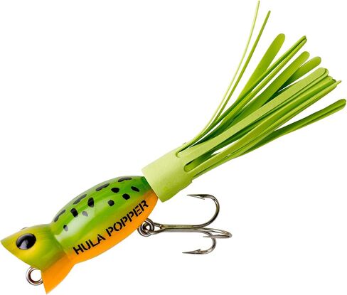 Arbogast Hula Popper Topwater Fishing Lure, Frog Yellow Belly, G730 (1 1/4 in, 3/16 oz) in Kuwait