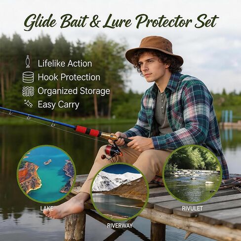 3-Pack Glide Bait with Tackle Bag, Premium Glide Bait Baits Set for Bass and Saltwater Fishing, Realistic Action, Design for Outdoor Anglers in Saudi Arabia