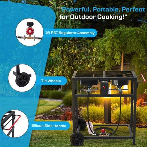 36QT Outdoor Propane Deep Fryer with Rolling Cart, Dual Burners, 100,000BTU in Kuwait
