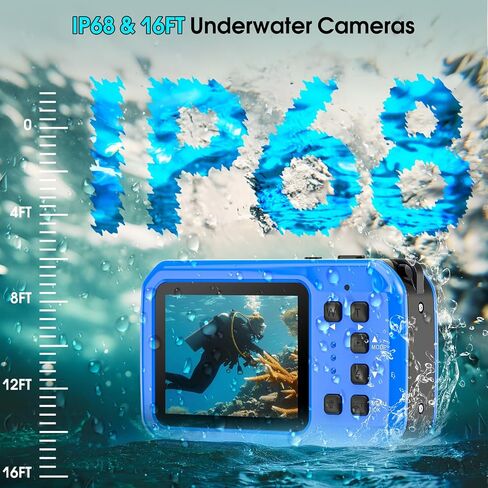 4K Underwater Camera, 64MP 16FT Waterproof Camera w/16GB Card in Kuwait
