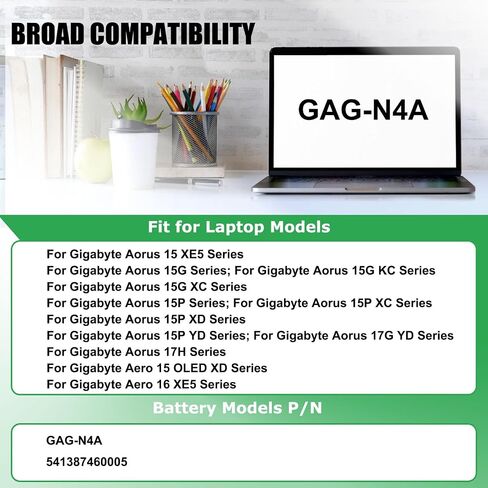 GAG-N4A Battery Replacement for Gigabyte Aorus 15 XE5 15G KC XC in Kuwait