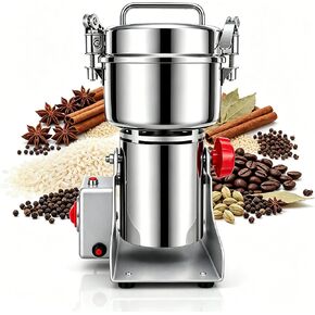 Multi-Purpose Dry Ingredient Grinding Machine, Timed Electric Grain Grinder Stainless Steel Herb Mill for Coffee, Spices, Cereals, Herbs Home Commercial Use in Kuwait