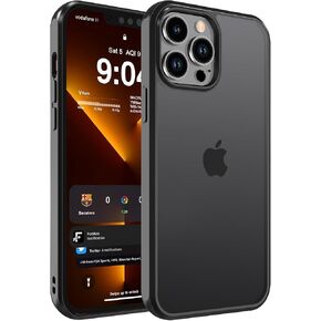 DEERLAMN for iPhone 13 Case with Screen Protector, [Compatible with MagSafe] Shockproof Protection Magnetic Translucent Matte Slim Phone Cover for Women Men-Black in Kuwait