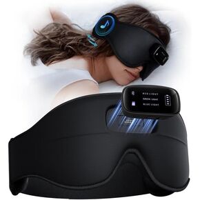 Sleep Mask with Headphones Bluetooth 5.4-3D Zero-Pressure Design AHUIARGY Adjustable Sleep Headphones 100% Light Blocking Sleep Headphones with White Noise Sounds Comfortable（Raven） in Kuwait