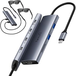 USB C to USBC Splitter Dual/Triple Monitor, for AR/XR Glasses, with 4K@60Hz HDMI, 6×10Gbps Ports, 100W PD, SD 4.0Reader, Not Compatible with Rokid Station/2, XREAL Beam/Pro, VITURE Neckband in Kuwait