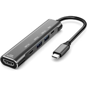 RREAKA USB C Hub, 5in1 Multi-Port USB Adapter for Laptop/Mac, 4K@60Hz USB C to HDMI Splitter, 100W Max PD, 2 USB 3.0 & 1 USBC Data Ports, for Type C Devices in Kuwait