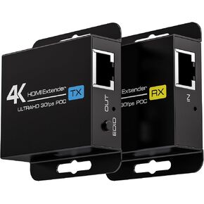 4K HDMI Extender Over CAT6/7 4K30Hz Upto 131ft/40m 1080P Upto 196ft/60m HDMI Balun Over Single Ethernet Support EDID and POC (Power Only Supplied to The TX End) in Kuwait