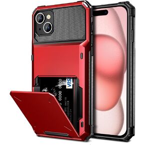Vofolen for iPhone 15 Case with Wallet Card Holder 4-Card Slots Red in Kuwait