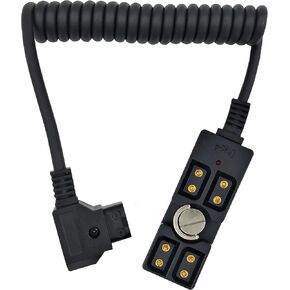 D-tap Male to 4 Port Female Splitter Power Cable Hub Connector with Indicator Light & 1/4" Mount Suitable for Anton Bauer V-Mount ARRI RED Camera TILTA Steadicam IDX Battery, for D-Tap outputs in Kuwait