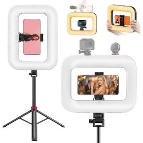 20W Ring Video Light with 8000mAh Built‑in Battery & 80inch Tripod 3H Max Brightness Portable Handheld Phone Fill Light Expandable for Mic & Camera Kit Easy Shooting for Vlogging Selfie Live Stream in Kuwait