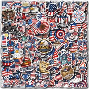 Aowplc Patriotic Stickers Pack – 200 PCS Waterproof Vinyl USA Die Cut Stickers – American Flag & Patriotic Designs for 4th of July, Memorial Day & Veterans Day in Kuwait
