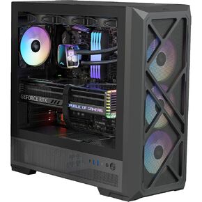 SAMA S50 ATX Mid Tower Gaming PC Case, 4 ARGB PWM Fans, USB-C, Black in Kuwait