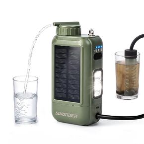 Swonder Portable Electric Water Filter – 0.01 Micron Camping Water Purifier with Solar & 5200mAh Battery, 4-Stage Filtration System for Hiking, Emergency, Survival in Kuwait