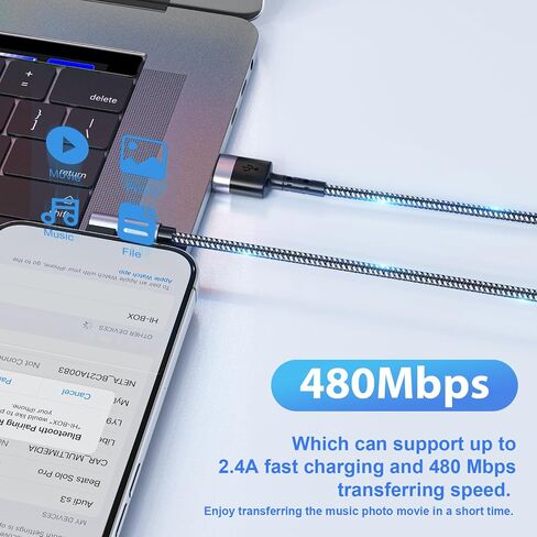 5Pack Right Angle Short iPhone Charger Cable 【15CM+30CM*2+50CM+1M】，90 Degree Apple USB A to Lightning Cable, Nylon Braided Sync Data Fast Charge Cord for iPhone 14 13 12 11 Pro Max Xs Xr 8 7 6 Plus SE in Kuwait