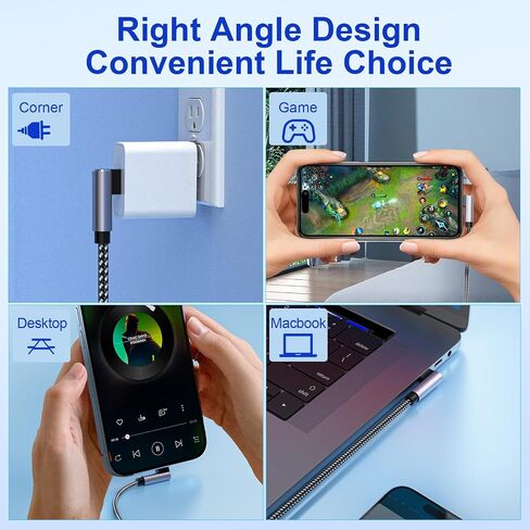 5Pack Right Angle Short iPhone Charger Cable 【15CM+30CM*2+50CM+1M】，90 Degree Apple USB A to Lightning Cable, Nylon Braided Sync Data Fast Charge Cord for iPhone 14 13 12 11 Pro Max Xs Xr 8 7 6 Plus SE in Kuwait
