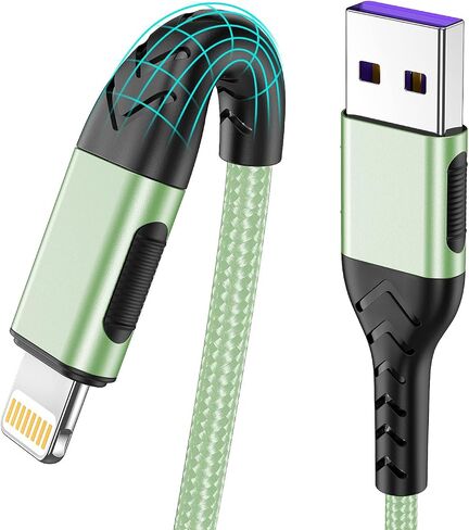 Durcord iPhone Charger, [MFi Certified] 3Pack 10FT USB A Cable for Long Lightning Charger Cable, Fast iPhone Charging Cord for iPhone Xs Max/XS/XR/X/8/7/6S/6/Plus/SE/iPad(Light Green) in Kuwait