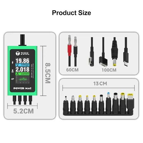 PW08 100W Digital Boot Cable Computer Power Switch Cable Diagnostic Charging Tool Real-Time Voltage Current Display,Type-C Banana Plug Dual-Input Modes for Laptop Computer Repair in Kuwait