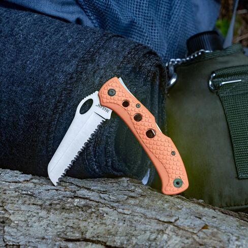 Maxam 5" Rescue Knife - Rust-Proof German Stainless Steel Serrated Blade with High-Visibility Orange Handle, Reversible Pocket Clip, Lanyard Hole in Saudi Arabia