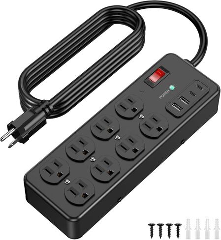 HEZI Magnetic Heavy Duty Power Strip with 2700J Surge Protector,20W,8AC in Kuwait
