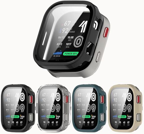 [4-Pack] Screen Protector Case with Tempered Glass Compitible with Amazfit Bip Max Smart Watch, Hard PC Case Screen Protector Cover Bumper Accessories for Women Men in Saudi Arabia
