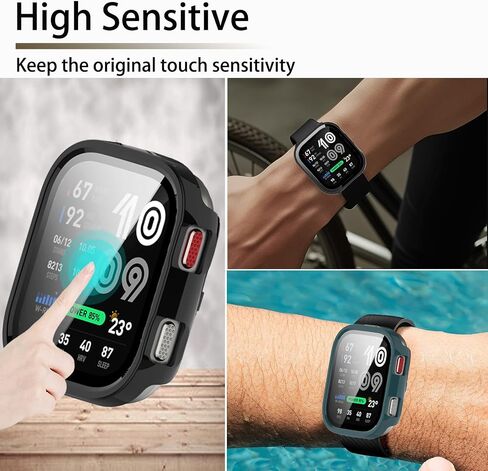 [4-Pack] Screen Protector Case with Tempered Glass Compitible with Amazfit Bip Max Smart Watch, Hard PC Case Screen Protector Cover Bumper Accessories for Women Men in Saudi Arabia
