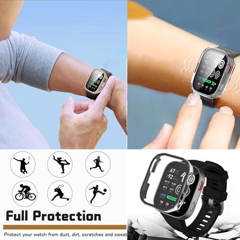 [4-Pack] Screen Protector Case with Tempered Glass Compitible with Amazfit Bip Max Smart Watch, Hard PC Case Screen Protector Cover Bumper Accessories for Women Men in Saudi Arabia