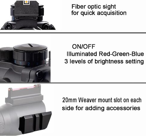 CT Optic Enhanced 4x32 Red Dot Sight Scope Mount Illuminated Red Green Blue Reticle with Red Fiber Matte Black in Saudi Arabia